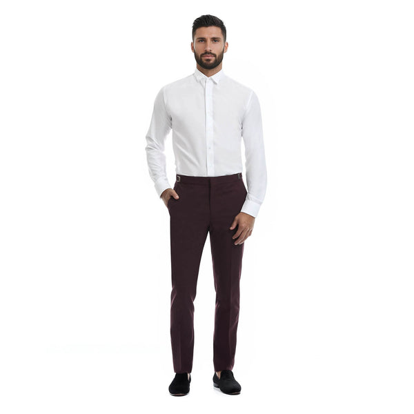 Pantalon de Smoking Corte Regular / Vino